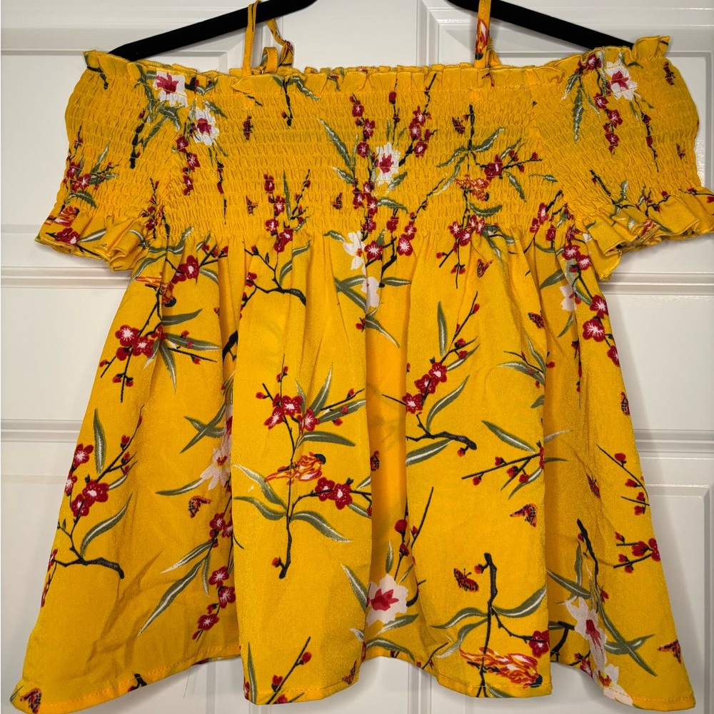 Floral Off-Shoulder Yellow Top